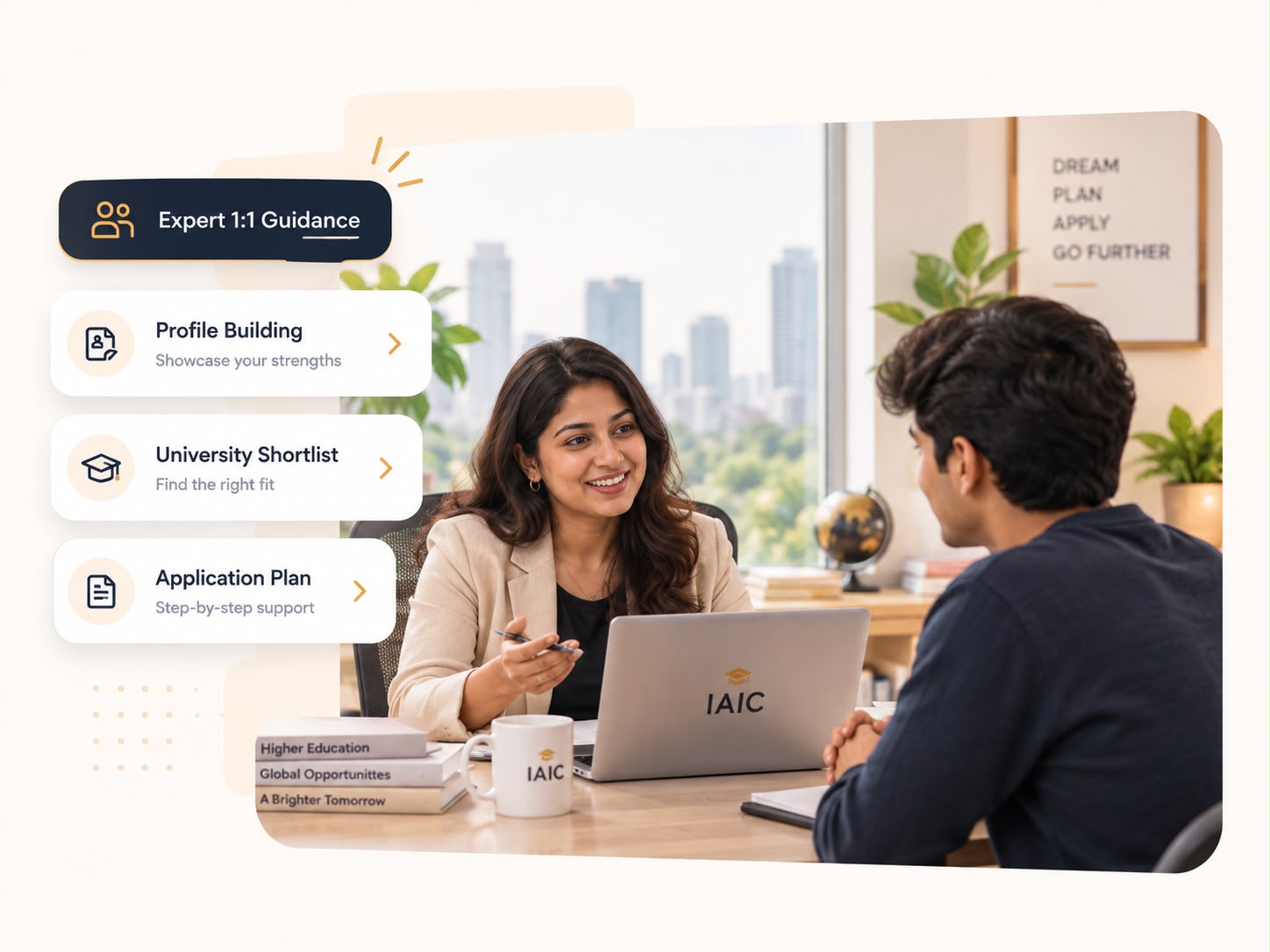 Students discussing university choices